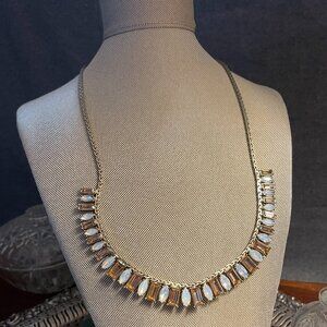 MYTHOLOGIE Gold-Tone Necklace Opalesque & Topaz Colored Rhinestones 20" with Tag